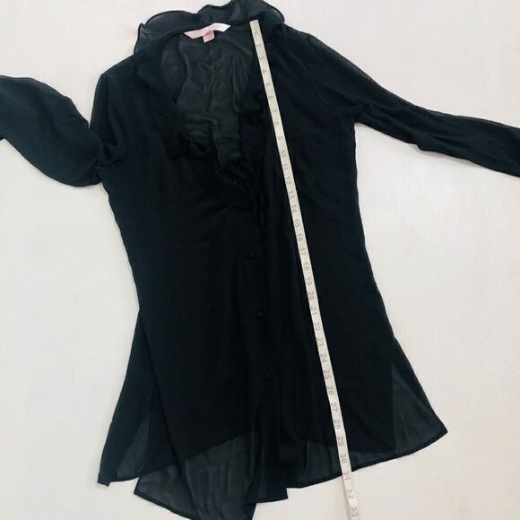 🌹VICTORIAS SECRET Womens Top M Bouse Black Sheer - Picture 4 of 7